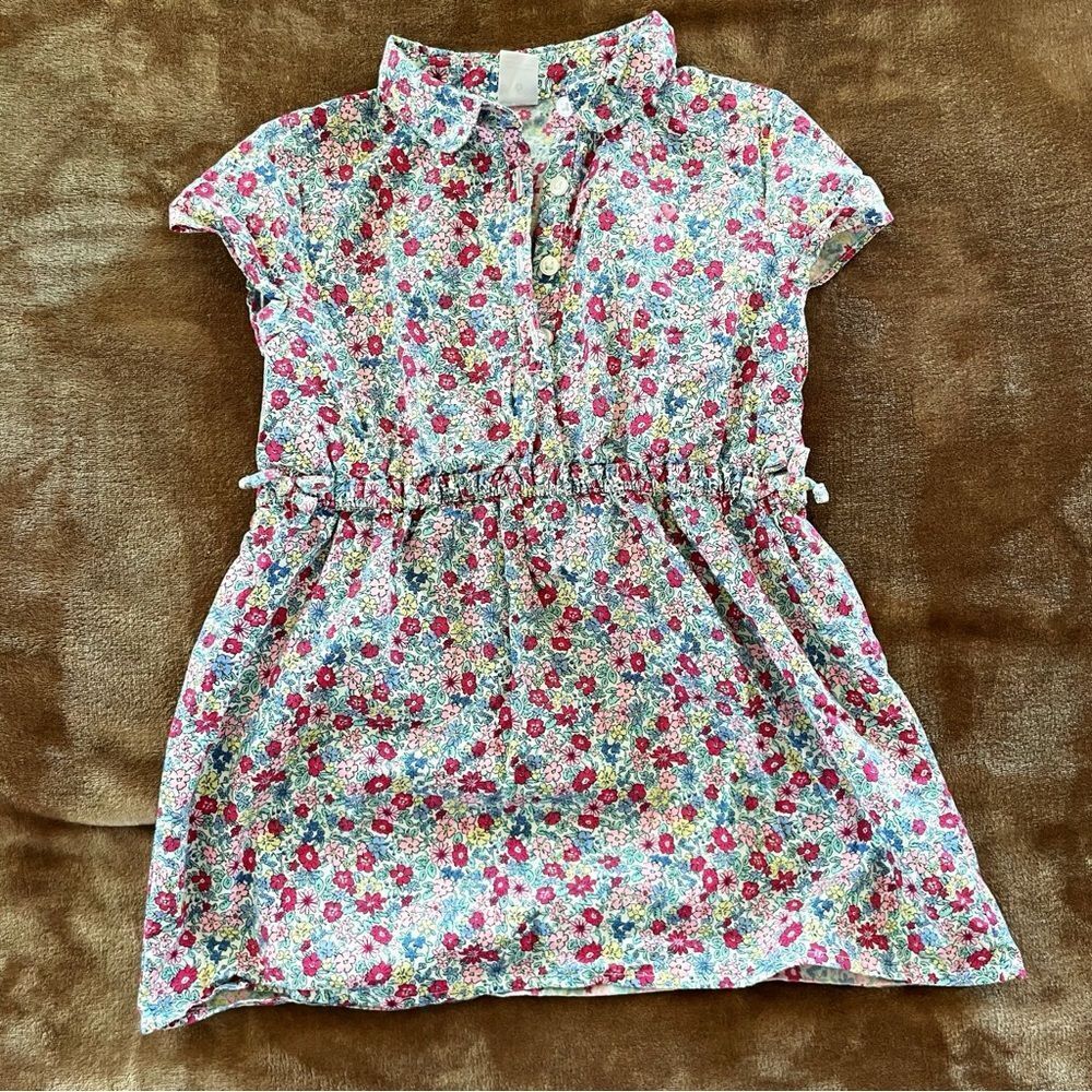 Carter's Girls Floral Casual Shirt Dress Cotton Cap Sleeves Size 6